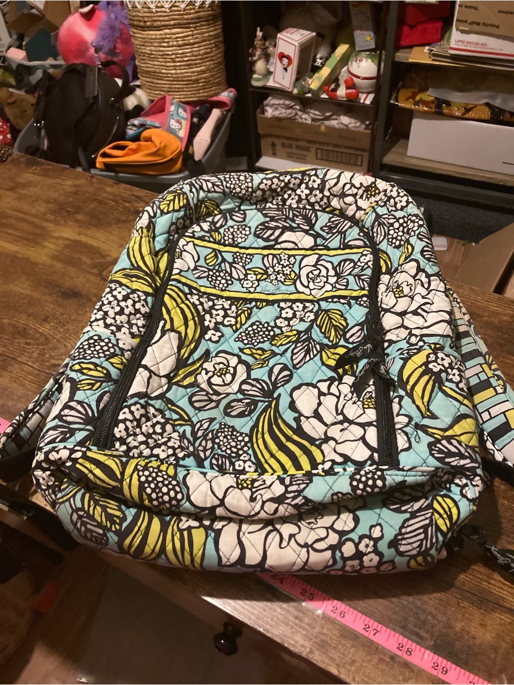 Vera Bradley quilted Floral Backpack in Aqua, White & Yellow